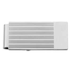 Rhodium-plated Kelly Waters Etched Lines Hinged Men's Gifts Money Clip